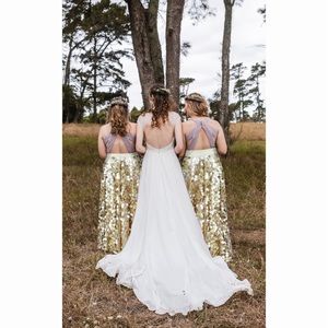 HP * Gold Large Sequin Maxi Gown Circle Skirt